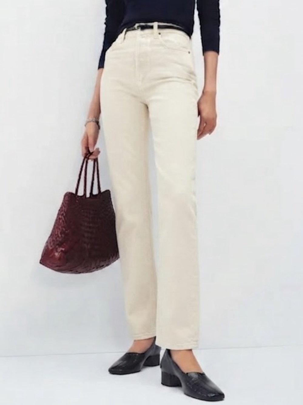 Reformation Sz 29 Cynthia Off White Cream Denim Straight Leg Classic Jeans
